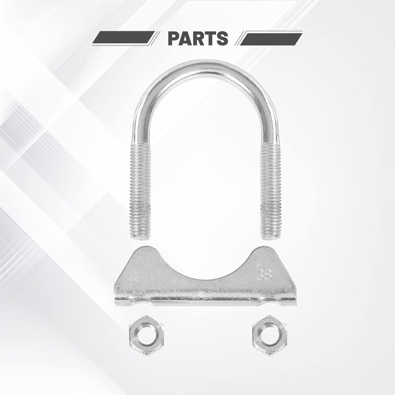 GESEXI 1.5" U-shaped Exhaust Pipe Clamp Mild Steel Muffler Exhaust Clamps with Anti-Rust Coat Pack of 2 - Image 3